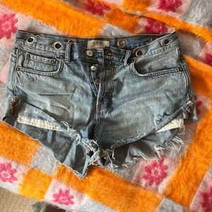 Free people jean shorts with metal circle detailing (scarf not included)